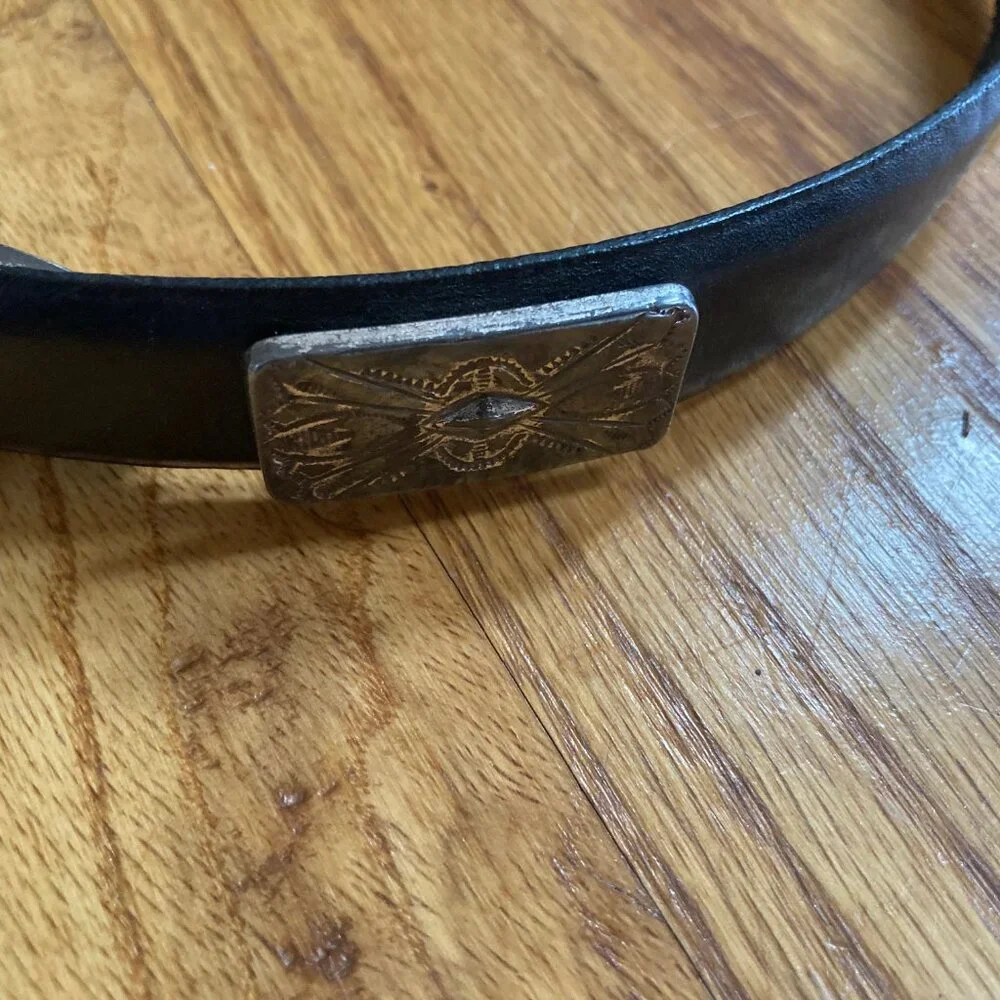 Leather Belt w/ Silver-Tone Embellishments